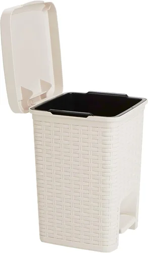 Vista 7 de Mind Reader Bote de basura, capacidad de 8 litros (2 galones), decoración de baño, tapa giratoria, accesorios, redondo, 8.75 pulgadas de largo x