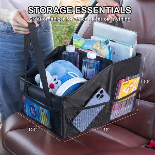 Vista 6 de Caja Organizadora de Asiento Delantero-Trasero para Automóvil - Organizador Portátil de Asiento de Pasajero, Organizador de Asiento de Automóvil
