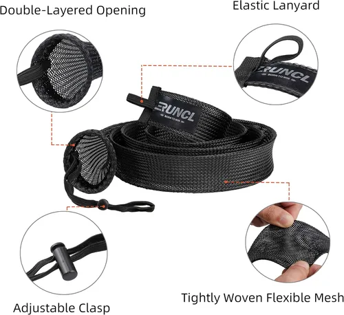Vista 2 de RUNCL Fundas para caña de pescar y bolsas de carrete, calcetines de caña de hilar/fundición y cubiertas de carrete de spinning/baitcasting, solución