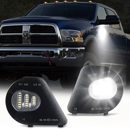 Vista 9 de Luces LED para placa de matrícula con clips de retención de metal para Dodge Ram 1500 2500 3500 2003-2018 lámpara de parachoques trasero 2PCS, 6000K