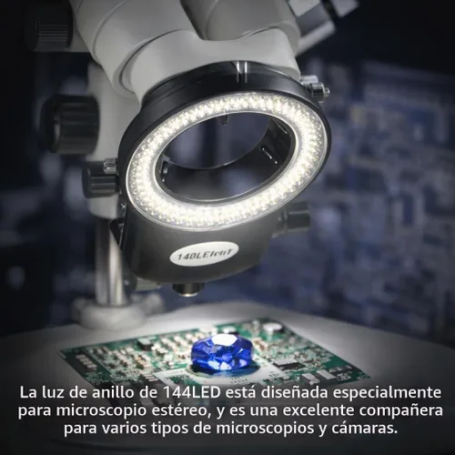 Vista 5 de Lámpara de anillo de cámara de microscopio 144 cuentas LED Fuente de luz Brillo Control variable ajustable Iluminación sin sombras