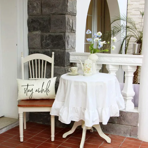 Vista 6 de Ogiselestyle Fundas de almohada de granja con citas Stay Awhile de 12 x 20 pulgadas, fundas de almohada lumbares decorativas para el hogar, funda