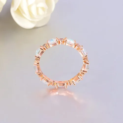 Vista 6 de CiNily Anillos de oro chapados en oro de 14 quilates, anillos de ópalo creado para mujer, compromiso Boda Anillos de compromiso de eternidad