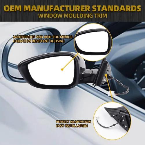 Vista 3 de Dasbecan Espejo para puerta lateral izquierda del conductor compatible con Honda Accord LX Sport 1.5T 2018-2025 Power No calentado Pintura