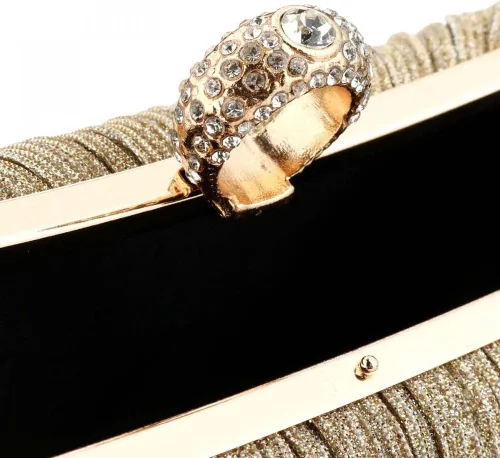 Vista 9 de Bolso de mano para mujer, plisado con purpurina y bolsa de noche con diamantes de imitación, para novia, boda, fiesta