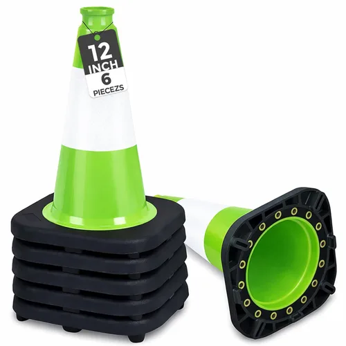 Vista 27 de BESEA Paquete de 4 conos de tráfico azules de 12 pulgadas con collar reflectante de 4 pulgadas, conos de seguridad de PVC resistentes con base