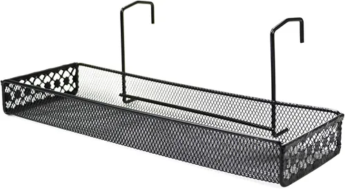 Vista 2 de Chris-Wang - Estantería rectangular de alambre de hierro para plantas al aire libre, valla de patio, porche, estante de riel, macetas de flores