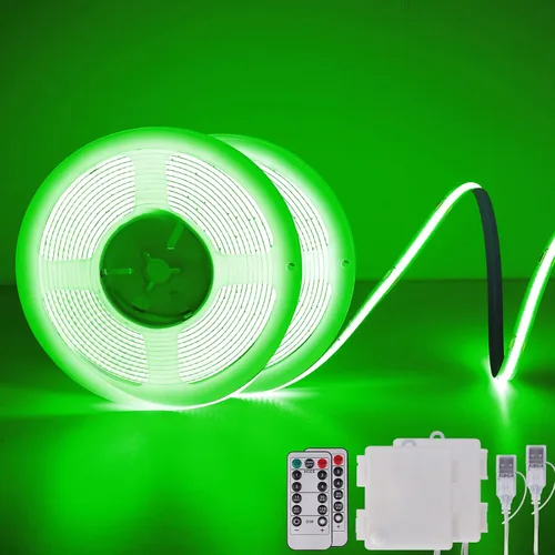 Vista 19 de OMIKA Tira de luces LED COB RGB de 6.6 pies, funciona con pilas, control remoto, regulable, cambio de color, tira de luces LED de batería, cortables