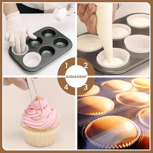 Vista 6 de Bake Choice - 500 forros naturales estándar para cupcakes para hornear, envoltorios de cupcakes de grado alimenticio, antiadherentes, a prueba