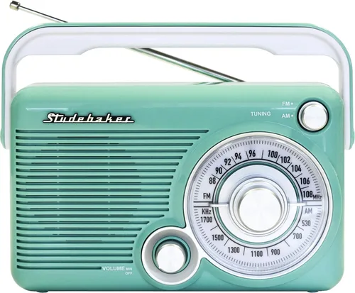 Vista 7 de Studebaker SB2002RG Radio AM/FM portátil con entrada para auriculares y entrada auxiliar con alimentación AC/DC (oro rosa/blanco)