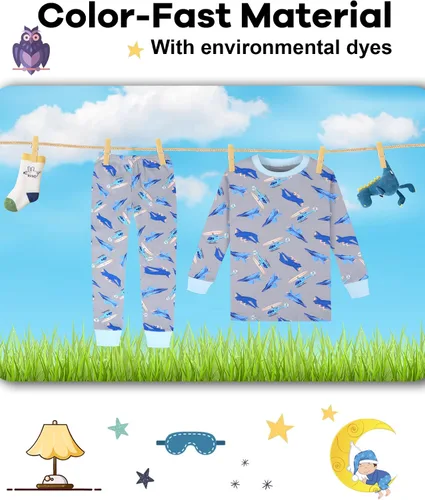 Vista 7 de DAUGHTER QUEEN Pijama para niños de 4 piezas 100 algodón ropa de dormir de 18 meses a 12 años