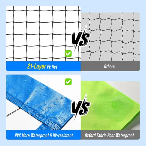 Vista 6 de Juego de red de voleibol portátil para exteriores, para patio trasero B-AZUL