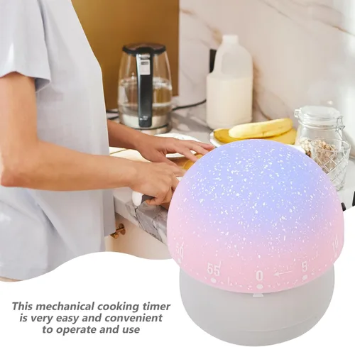 Vista 6 de Mechanical Kitchen Timer Mushroom Shape Gray Cute Cooking Countdown Timer for Food Preparation and Baking Management in Home Kitchen