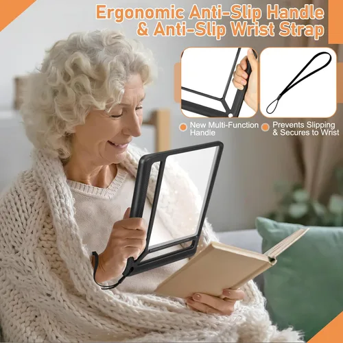 Vista 3 de AKKYCVS - Lupa de 5 aumentos de página completa para leer, lupa rectangular ligera proporciona una gran área de visualización de páginas de libros