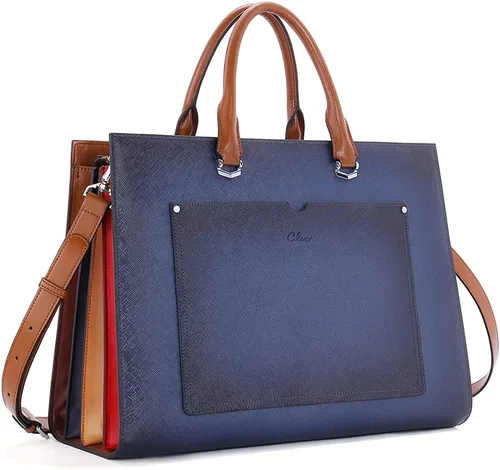 Vista 8 de CLUCI Maletín de cuero para mujer portátil de 15.6 pulgadas profesional de trabajo de negocios para mujer, bolso de hombro