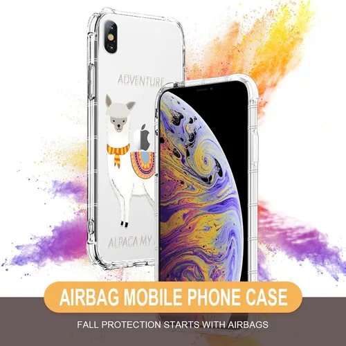Vista 3 de Funda compatible con iPhone X/Xs, TPU suave, transparente, a prueba de golpes, funda protectora transparente para iPhone X/XS, alpaca