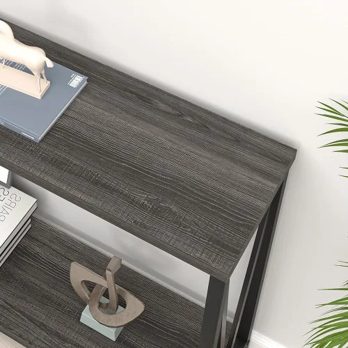 Vista 4 de Mesa consola para entrada, moderna mesa de sofá detrás del sofá, mesa de entrada estrecha para pasillo, sala de estar (industrial, gris oscuro)