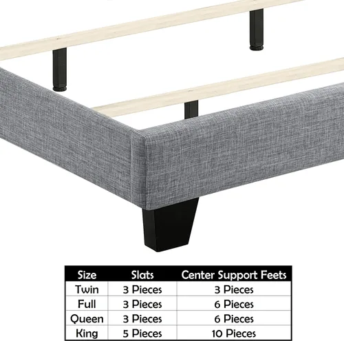 Vista 8 de Rosevera Carlisle Marco de cama con cabecera ajustable con botones para dormitorio, tapizado de lino, soporte de listones de madera, fácil montaje