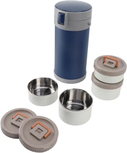 Vista 7 de para alimentos calientes, acero inoxidable 304 2.9L apilable aislado tarro de alimentos con 4 niveles, a prueba de fugas, lonchera térmica al vacío