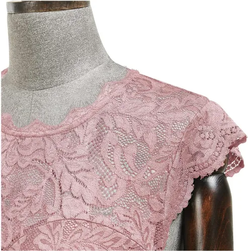 Vista 6 de MISSMAY Vestido largo formal de boda sin mangas con encaje floral retro para mujer