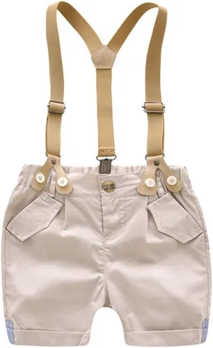 Vista 4 de Conjunto de trajes de verano para bebés y niños pequeños, pantalones cortos con pechera