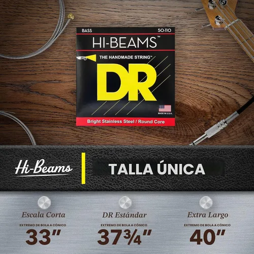 Vista 7 de DR Strings - Hi-Beams - Juego de cuerdas para bajo de 4 cuerdas - Mediano 45-105 - Núcleo redondo de acero inoxidable - Accesorios para bajo (MR-45)