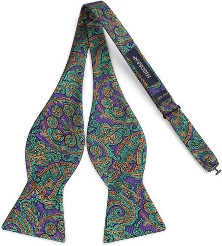 Vista 166 de HISDERN Pajaritas para hombre, corbatín de cachemira para hombre, corbata de lazo y bolsillo cuadrado, juego formal de esmoquin para boda