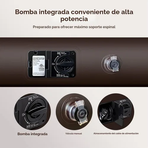 Vista 5 de Ciays Colchón de aire con bomba incorporada, colchón inflable con bolsa de transporte para el hogar y campamento, cama inflable de aire para Marrón