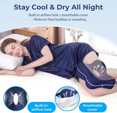 Vista 3 de Knee Pillow for Side Sleepers - 13" Lengthened Leg Pillow for Side Sleeping, Memory Foam with Airflow Hole, No Sagging/Stiffening, Helps Relieve