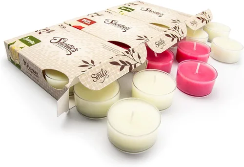 Vista 12 de Paquete de 3 velas de té de manzana, 18 velas perfumadas (cosecha, caramelo, tarde) - Colección de panadería y frutas