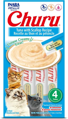 Vista 28 de INABA - Golosinas Churu para gatos, puré cremoso para gatos, sin cereales, que se puede lamer y exprimir / suplemento con vitamina E y taurina, 0.5