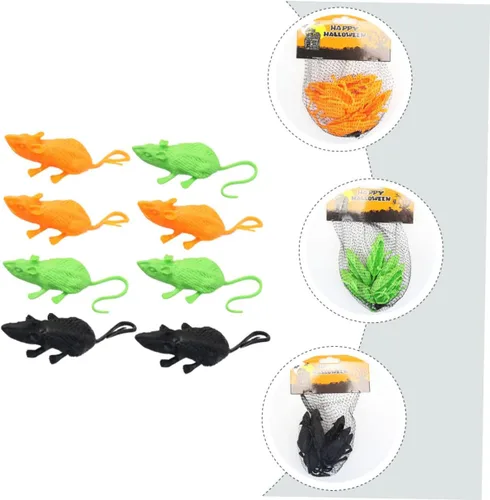Vista 4 de Kisangel 18pcs Realistic Fake Mouse Decor for Halloween Pranks Unique Mice Toy Layout Props Soft Material for Home and Party Decoration Chic and