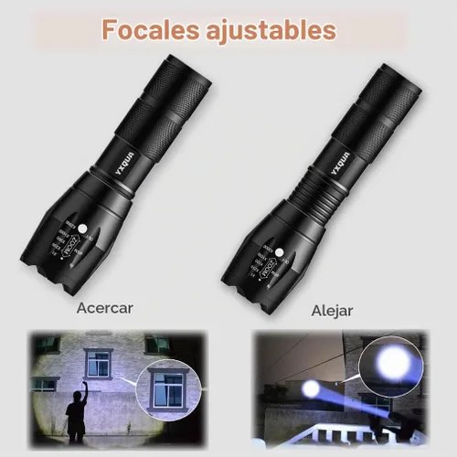 Vista 4 de YXQUA - Linterna LED recargable USB-C, 1000 lúmenes Uso de emergencia, Zoomable, 3 modos de luz, hogar, huracán, camping, portátil, carga tipo C