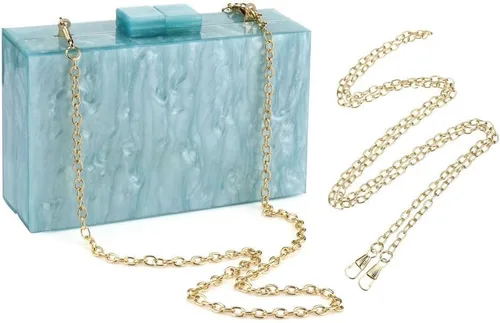 Vista 6 de Bolso de mano y bolso de acrílico para mujer, bolso de noche, bolso cruzado de hombro para fiesta de boda con cadena