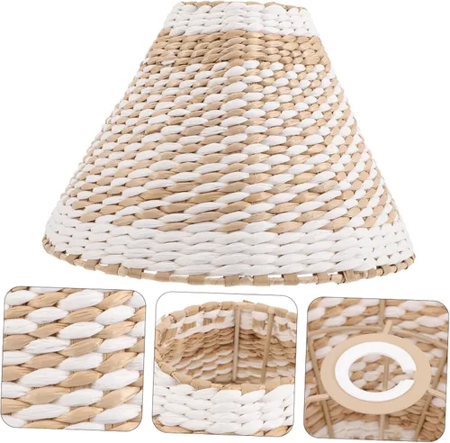 Vista 9 de LIFKOME Pantalla tejida para lámparas de pie de mesa, cubierta de luz de tejido retro, pantalla decorativa para sala de estar, dormitorio, estudio