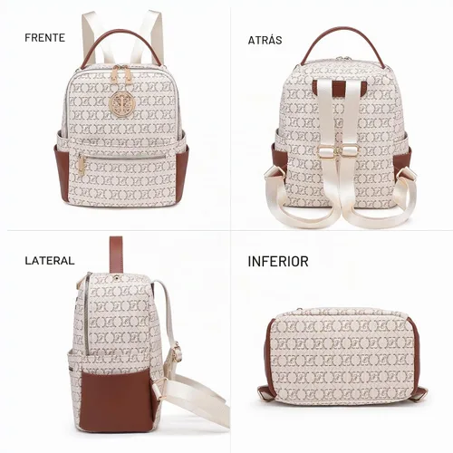 Vista 7 de Small Backpack Purse for Women, Fashion Mini Backpack with Multi Pockets Beige