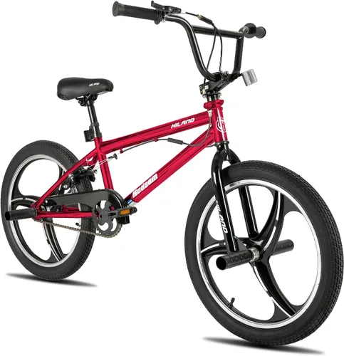 Vista 14 de Hiland - Bicicleta BMX de 20 pulgadas para niños y niñas de 5 a 12 años, giro de 360 grados, 4 clavijas, bicicleta BMX de una velocidad para niños