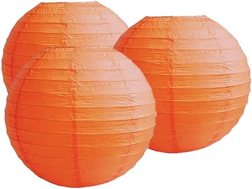 Vista 23 de Paquete de 3 linternas redondas de papel para decoración de boda y fiesta de cumpleaños (azul bebé, 4 pulgadas/3.9 in)