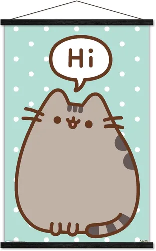 Vista 7 de Trends International Pusheen - Póster de pared de alta calidad, 22.375 x 34 pulgadas, paquete de impresión premium y colgador de madera de haya