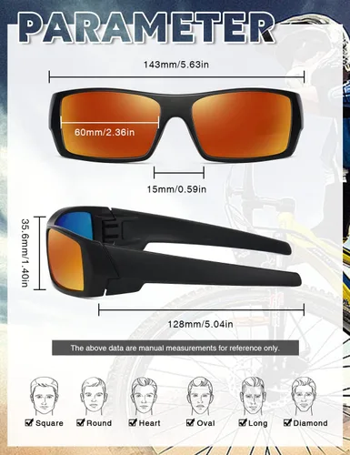 Vista 4 de Gafas de sol polarizadas para hombre y mujer, estilo retro, deportivo, rectangular, envolvente, vintage, protector de disparo