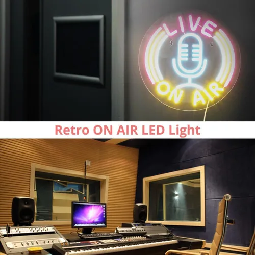 Vista 12 de Homaisson ON AIR - Letrero de neón con micrófono en aire, señal de advertencia alimentada por USB, luz LED, letrero de neón LED para montaje