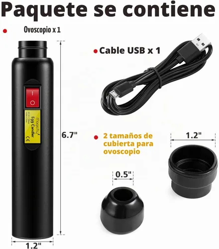 Vista 2 de Magicfly Probador de huevos recargable con luz LED fría brillante para monitorear el desarrollo de huevos, lámpara de candelabro LED
