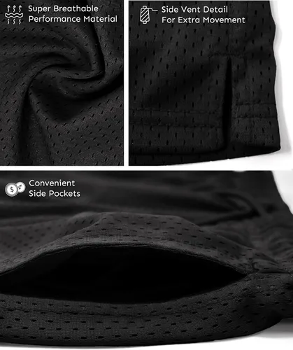 Vista 41 de Andrew Scott Pantalones cortos deportivos de baloncesto para niños con rendimiento activo y estilo de malla, varios paquetes