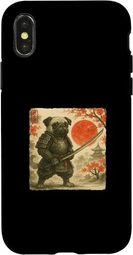 Vista 5 de Pug Samurai Japanese Warrior Costume Sumi-e Art Funny Case for iPhone 17