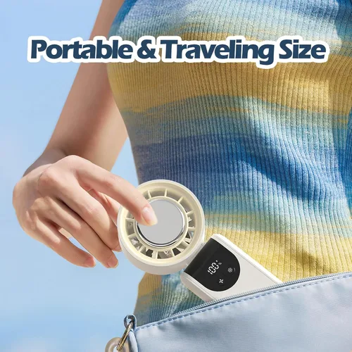 Vista 6 de Mini ventilador personal plegable turbo portátil de mano, recargable 3 en 1, ventilador de mano/escritorio/cuello, ventilador de hielo, regalos
