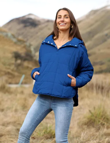 Vista 45 de QIBABU Chaqueta acolchada con capucha de gran tamaño para mujer, ligera, acolchada, manga larga, abrigo de invierno cálido