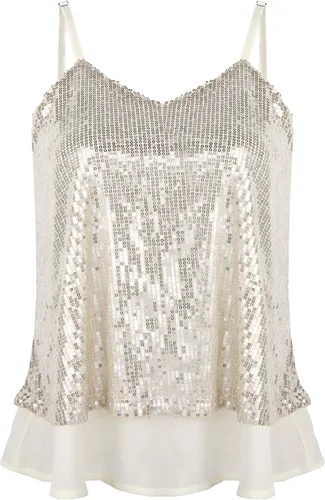 Vista 2 de Camiseta sin mangas de lentejuelas brillantes para mujer, chaleco de lentejuelas brillantes, chaleco de lentejuelas para fiesta de Navidad