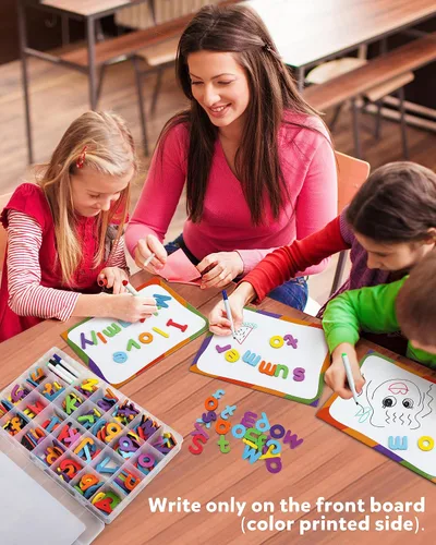 Vista 4 de Coogam Letras magnéticas, 234 unidades, letras mayúsculas y minúsculas del alfabeto ABC para nevera, juego de juguetes educativos para el aula