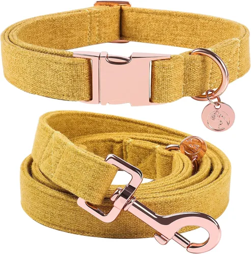 Vista 6 de DOGWONG Collar y correa de algodón para perro, collar para mascotas, suave, duradero, básico, para perros pequeños, medianos y grandes Negro
