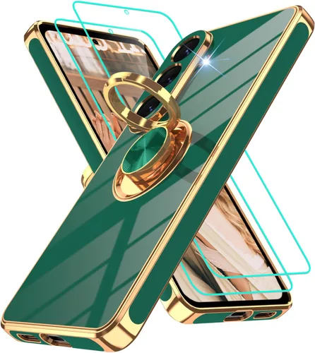 Vista 196 de Funda para Motorola Moto G 5G 2024: Funda Moto G Play 5G 2024 con 2 piezas de protectores de pantalla, soporte de anillo de rotación de 360°